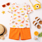 Dinos Allover Cotton Short Set (White & Orange)