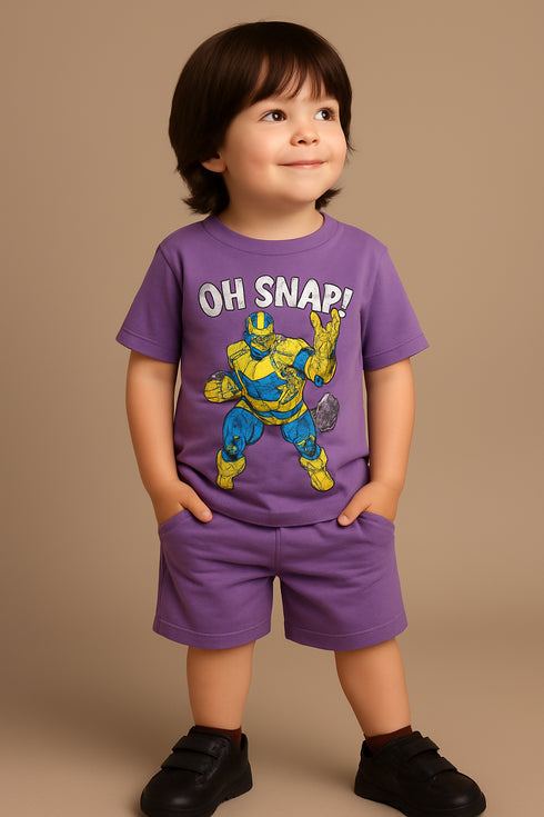 Thanos Printed Cotton Short Set (Pearly Purple)