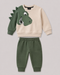 The Dino Buddy Fleece Suit (Beige & Dark Green)