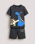 The Little Dino Cotton Short Set (Charcoal Grey)