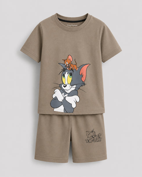 The Tom & Jerry Cotton Short Set (Khaki)