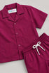 Imported Cotton Button Down Short Set (Mulberry)