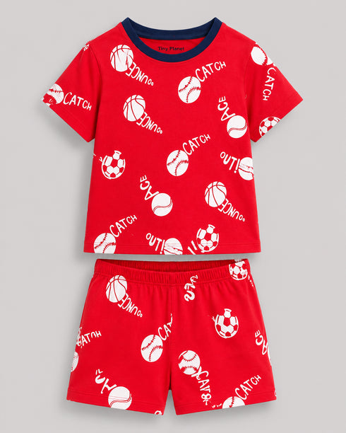 The Game Day Cotton Short Set (Red)