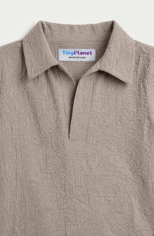 Imported Textured Wash & Wear 2 Piece Set (Beige)