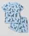 Zebra Themed Cotton Short Set (Sky Blue)