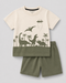 Jurassic Tales Cotton Short Set (Ivory & Olive)