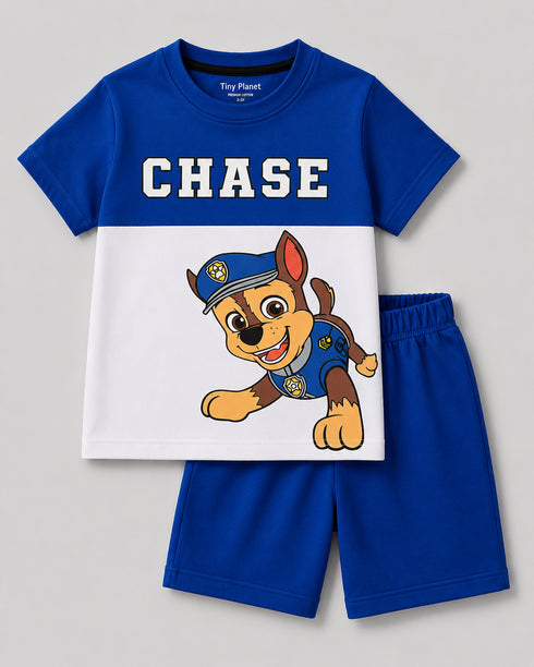 Chase Commander Cotton Short Set (Royal Blue & White)
