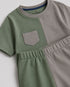 Tiny Colorblock Cotton Short Set (Green & Brown)