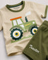 The Tractor Trail Cotton Short Set (Ivory & Green)