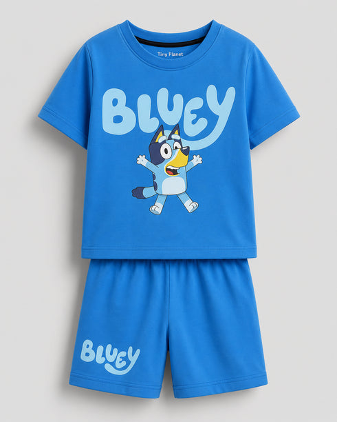 Bluey Buddy Cotton Short Set (Ocean Blue)