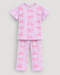 Frill Sleeves Ribbon Themed Cotton Trouser Set (Baby Pink)