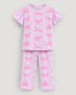 Frill Sleeves Ribbon Themed Cotton Trouser Set (Baby Pink)