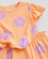 Frill Sleeves Floral Breeze Cotton Trouser Set (Peach)