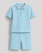 Classic Zip Polo Set (Mint Blue)