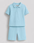 Classic Zip Polo Set (Mint Blue)