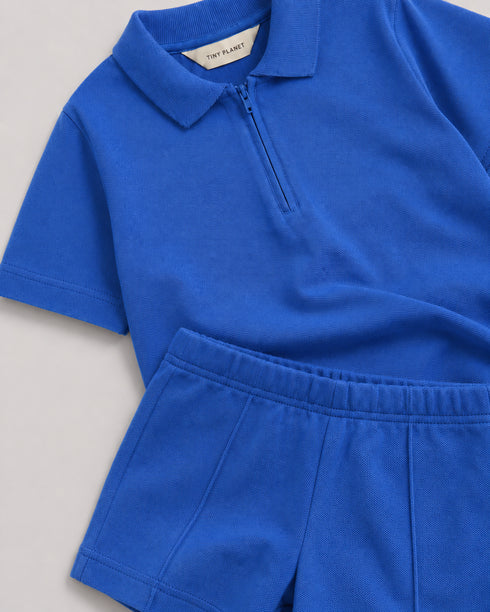 Classic Zip Polo Set (Royal Blue)