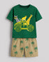 Zebra & Friends Cotton Short Set (Green & Beige)