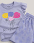 Frill Sleeves Passion Bloom Cotton Short Set (Lavender)
