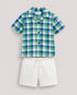 Classic Check Imported Cotton Short Set (Mint Sapphire & White)