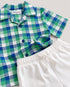 Classic Check Imported Cotton Short Set (Mint Sapphire & White)