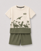 Jurassic Tales Cotton Short Set (Ivory & Olive)