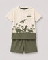 Jurassic Tales Cotton Short Set (Ivory & Olive)