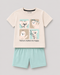 Koala Adventure Cotton Short Set (Cream & Mint Green)