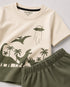 Jurassic Tales Cotton Short Set (Ivory & Olive)