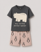 My Little Polar Bear Cotton Short Set (Charcoal Grey & Beige)