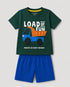 Load Of Fun Cotton Short Set (Dark Green & Royal Blue)