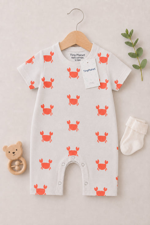 Lil' Crab Themed Cotton Romper (Ivory)