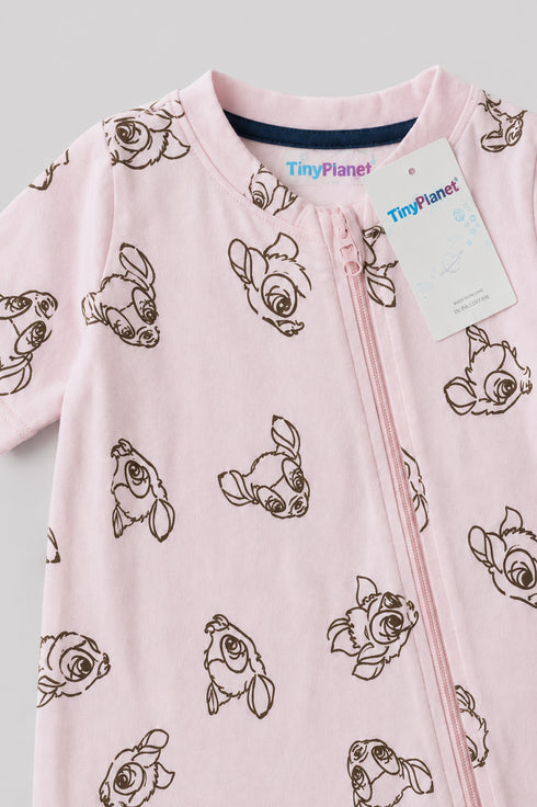 Bambi Themed Soft Cotton Zip Romper