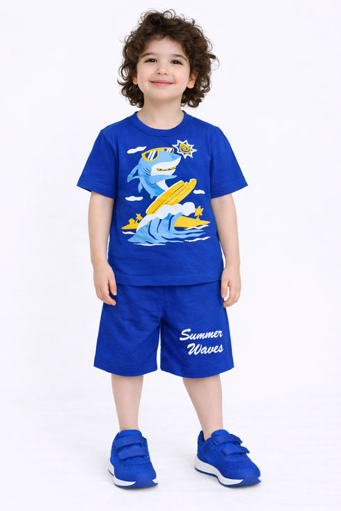 Cool Shark Cotton Short Set (Royal Blue)