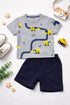 City Planner Cotton Short Set (Heather Grey & Navy Blue)