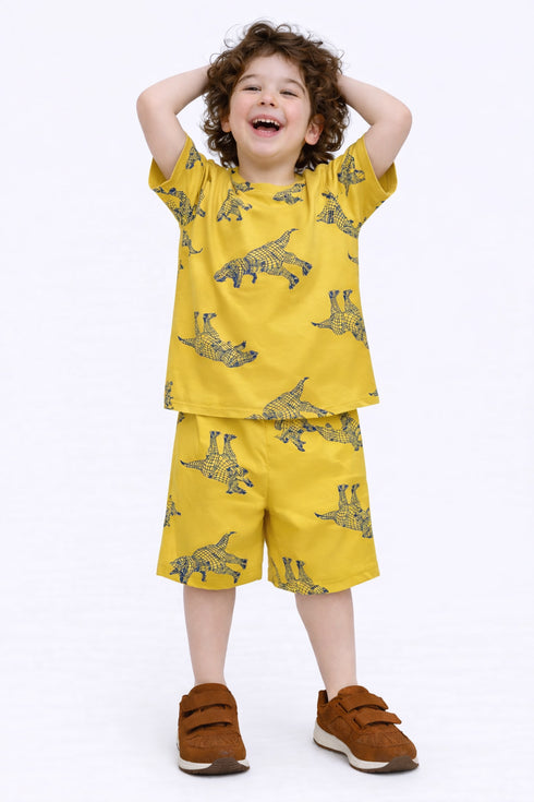 Rex Power Play Cotton Short Set (Mustard Yellow)