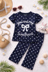 Frill Sleeves Polka Sweetheart Cotton Trouser Set (Navy)