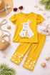 Frill Sleeves Mummy's Hug Cotton Trouser Set (Mustard Yellow)