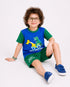 Dino World Cotton Short Set (Royal Blue & Dark Green)