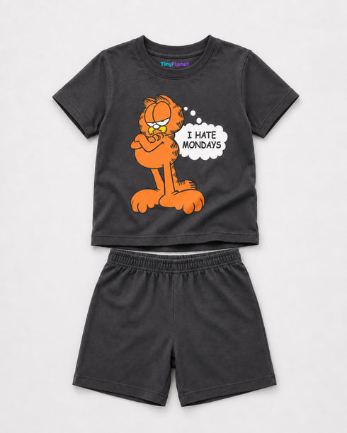 Angry Garfield Cotton Short Set (Charcoal Grey)