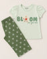 Frill Sleeves Blossom Bloom Cotton Trouser Set (Mint & Olive Green)