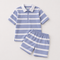 Classic Striped Zip Polo Set (Grey & White)