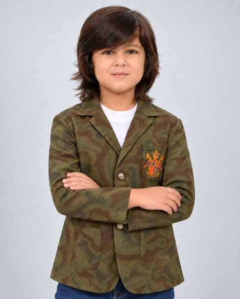 Royal Scribble Imported Cotton Blazer (Green)
