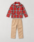 Classic Check Imported Cotton 2 Piece Set (Red & Beige)