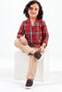 Classic Check Imported Cotton 2 Piece Set (Red & Beige)