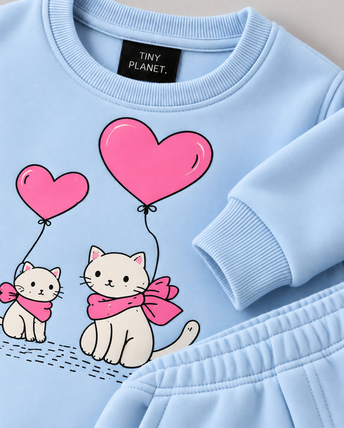 The Kitty Love Fleece Suit (Baby Blue)