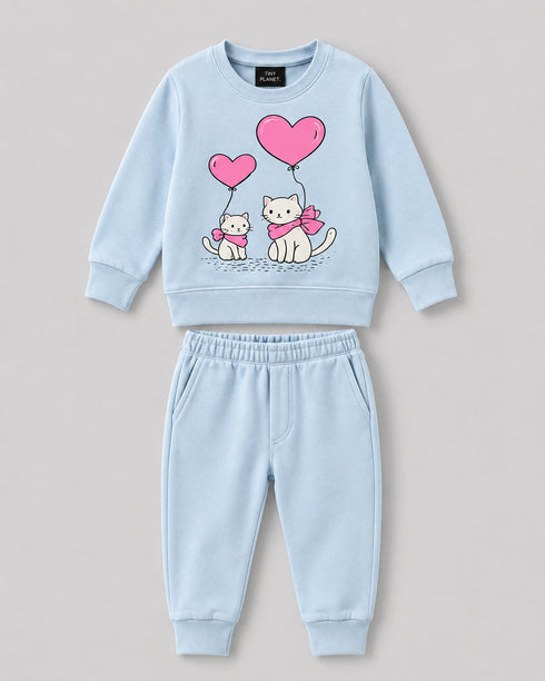 The Kitty Love Fleece Suit (Baby Blue)