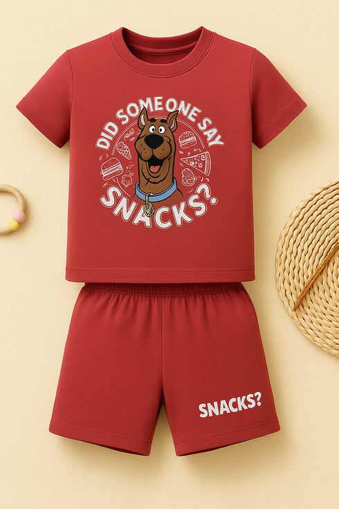 New Born Snack Time Scooby Cotton Short Set (Berry Blaze)