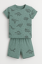 New Born Jurassic Themed Cotton Short Set (Green)