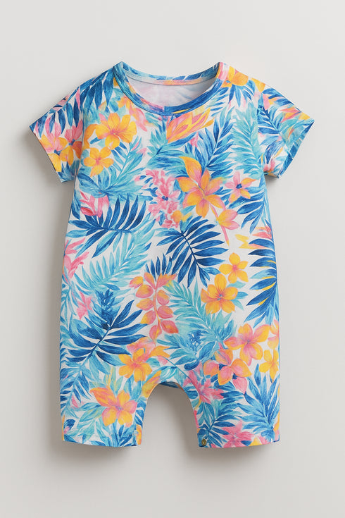 Tropical Bloom Cotton Romper (Multi Floral)