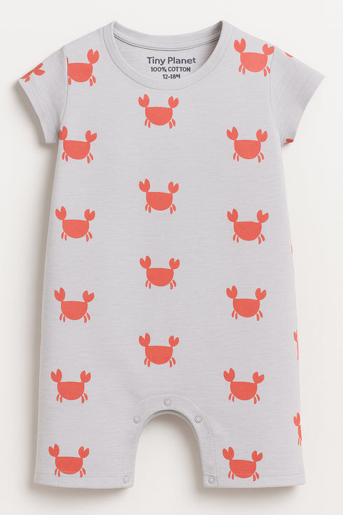 Lil' Crab Themed Cotton Romper (Ivory)